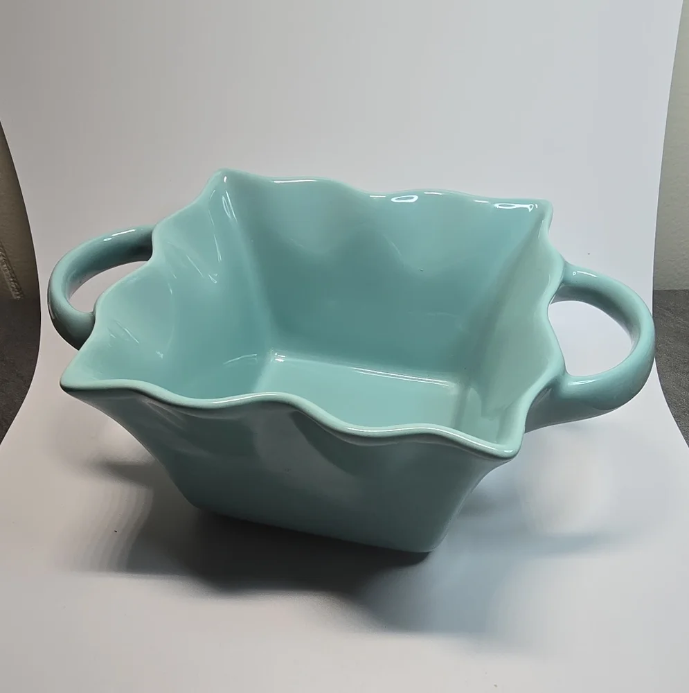Aqua Ceramic Serving Dish with Handles